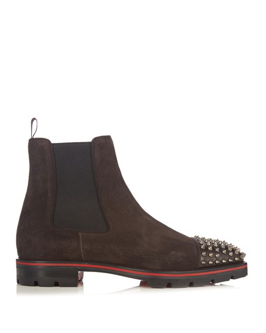 Christian Louboutin Melon spike-embellished suede chelsea boots