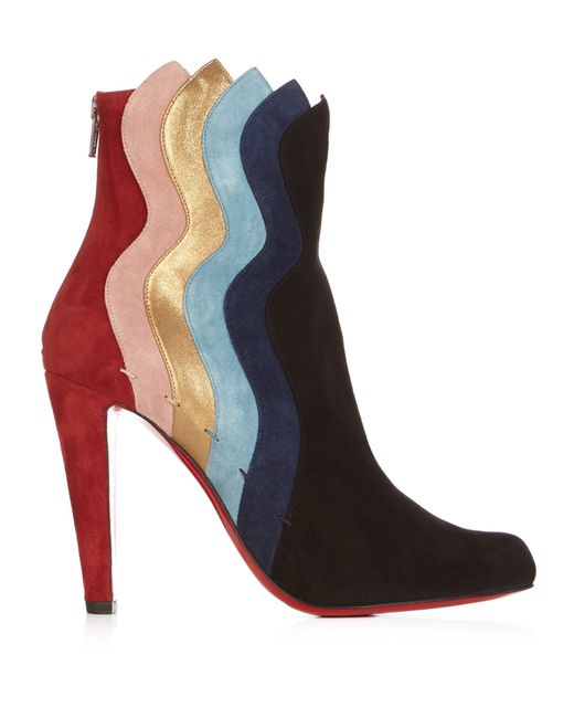 Christian Louboutin Wavy 100mm panelled suede ankle boots