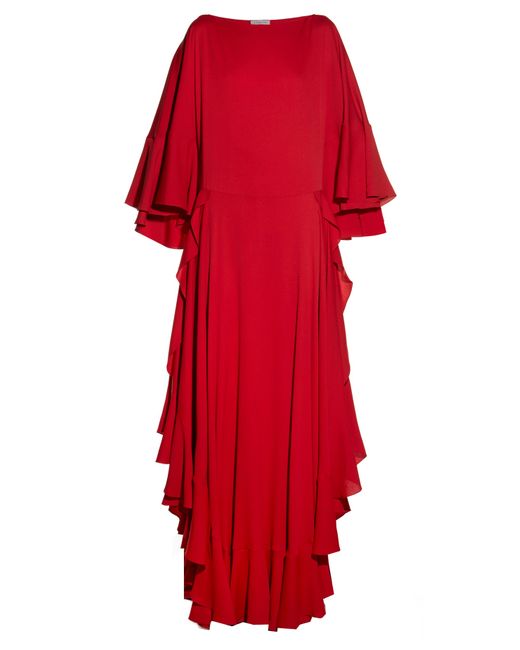 Lanvin Boat-neck ruffled crepe gown