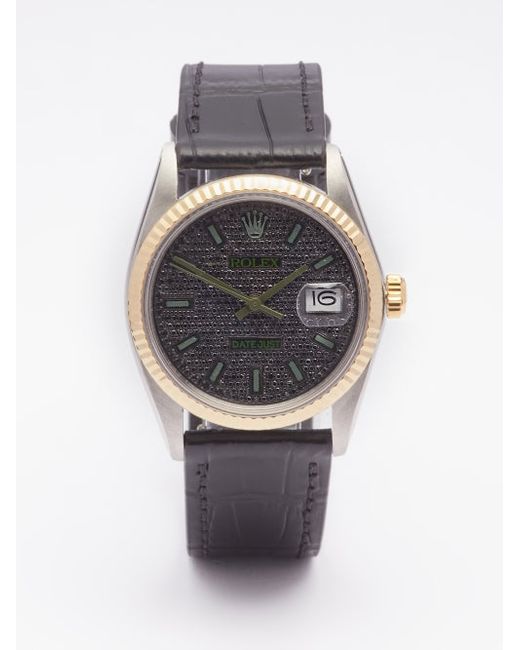 Lizzie Mandler Fine Jewelry Vintage Rolex Datejust 36mm Onyx Gold Watch
