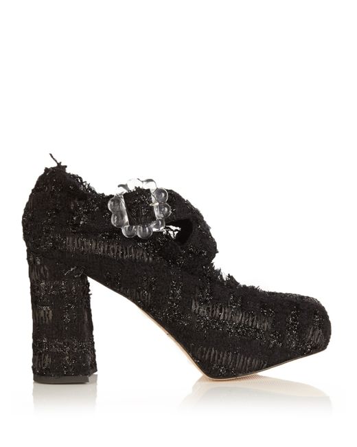 Simone Rocha Tweed cross-strap block-heels