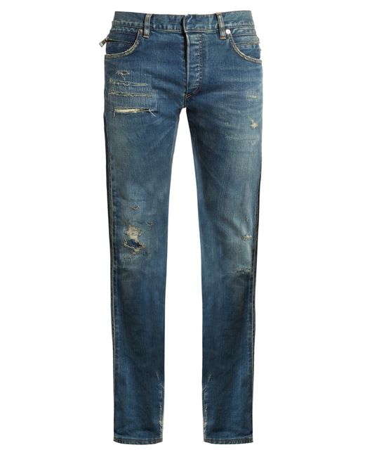 Balmain Distressed slim-leg denim jeans