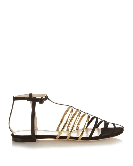 Nina Ricci Cut-out cage suede sandals