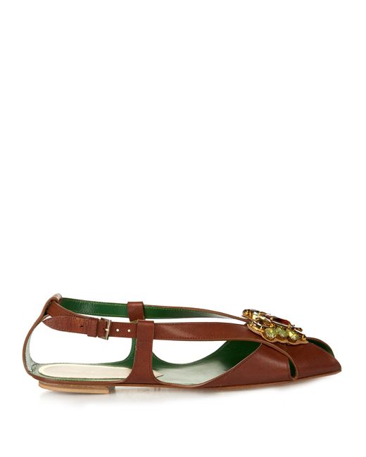 Etro Crystal-embellished leather sandals