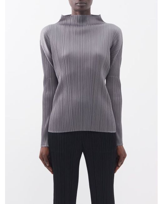 Pleats Please By Issey Miyake High-neck Technical-pleated Top