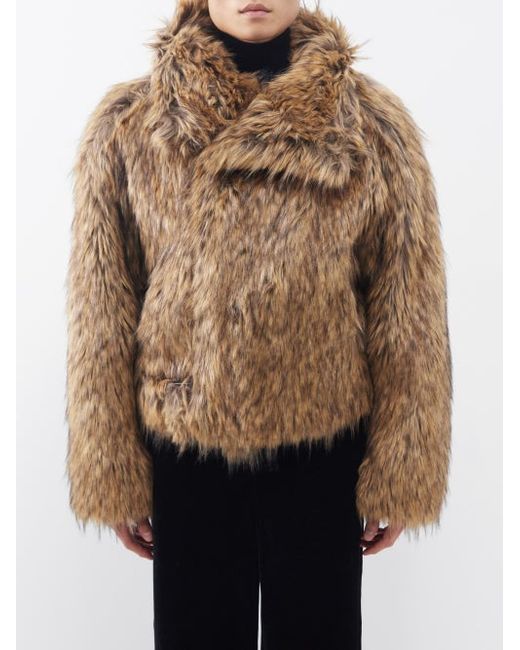 Saint Laurent Asymmetric-collar Faux-fur Jacket