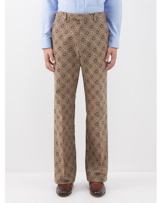 Gucci Horsebit-jacquard Cotton-blend Suit Trousers