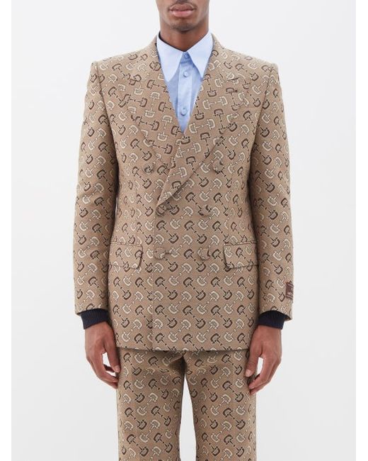 Gucci Double-breasted Horsebit Cotton-blend Suit Jacket