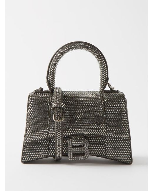 Balenciaga Hourglass Xs Crystal-embellished Leather Handbag