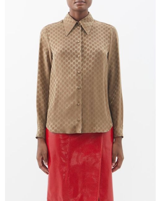 Gucci GG-jacquard Silk-crepe Shirt
