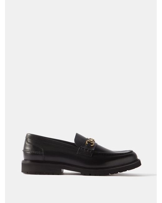 Gucci Interlocking Gg-buckle Leather Loafers