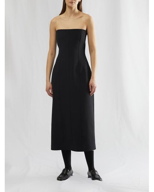 The Row Melonia Off-the-shoulder Crepe Midi Dress