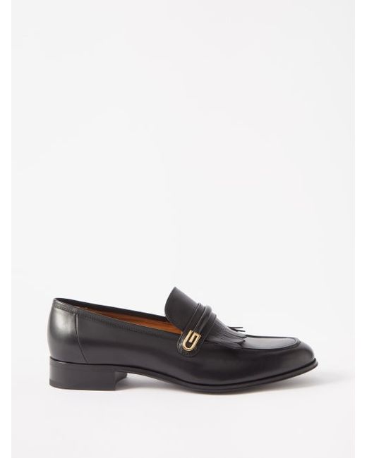Gucci G-plaque Fringed Leather Loafers