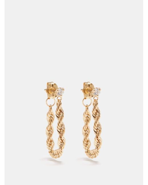 Zoe Chicco Rope Chain Diamond 14kt Gold Earrings