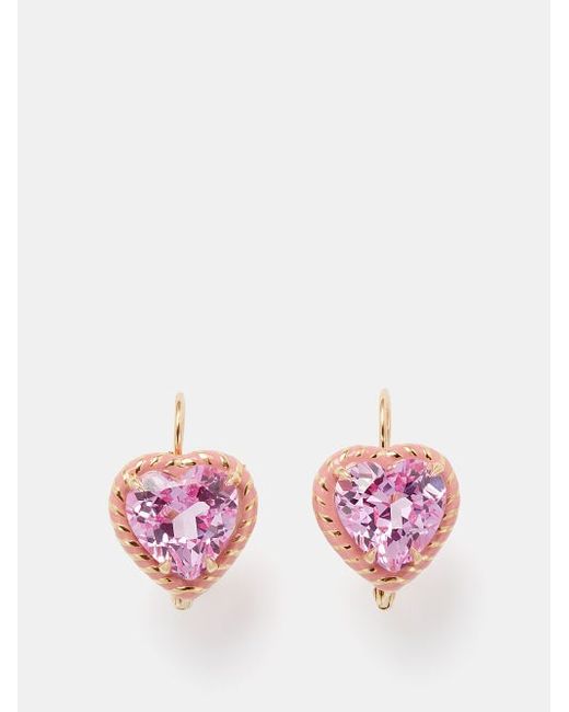 Alison Lou Streamer Heart Sapphire 14kt Gold Earrings