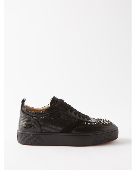 Christian Louboutin Happyrui Spikes Embellished Leather Trainers