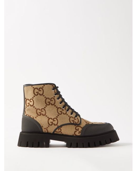 Gucci GG-canvas Lug-sole Boots