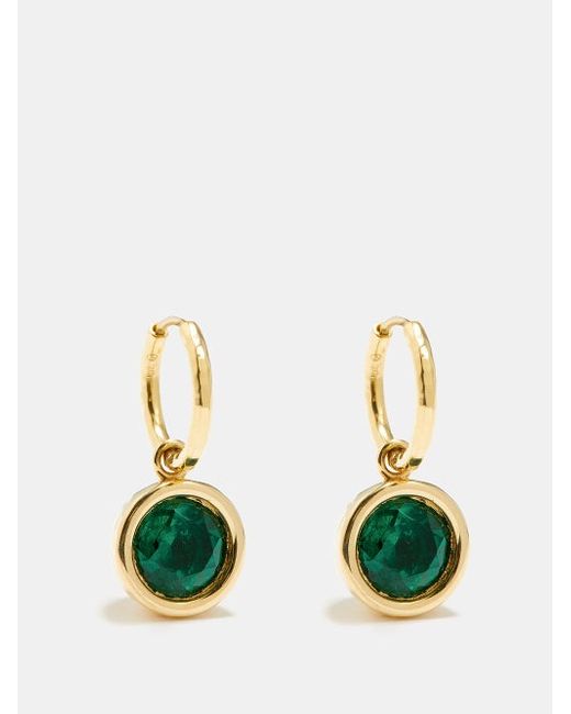 Octavia Elizabeth Charmed Gabby Emerald 18kt Gold Earrings