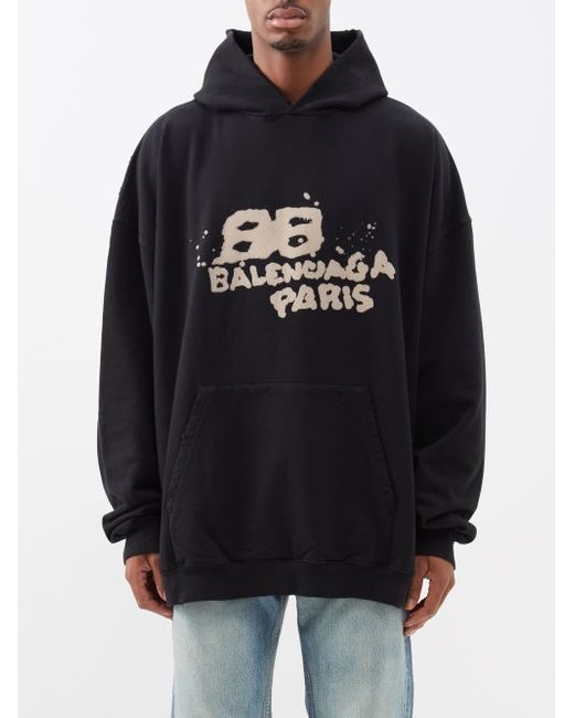 Balenciaga Oversized Bb-logo Cotton-jersey Hoodie
