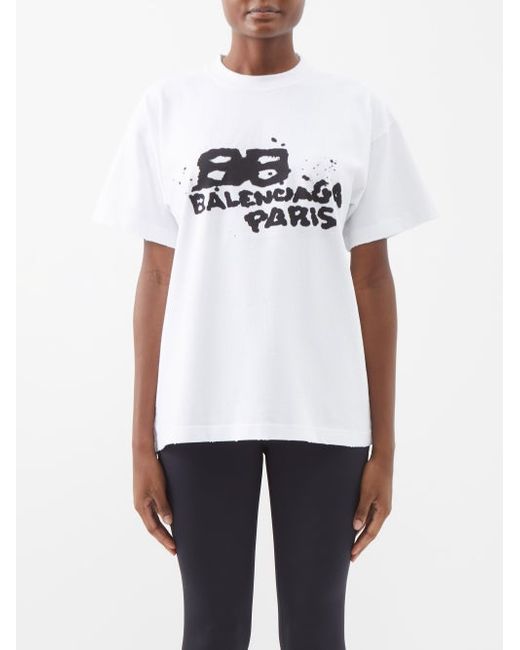 Balenciaga Bb-logo Distressed Cotton-jersey T-shirt
