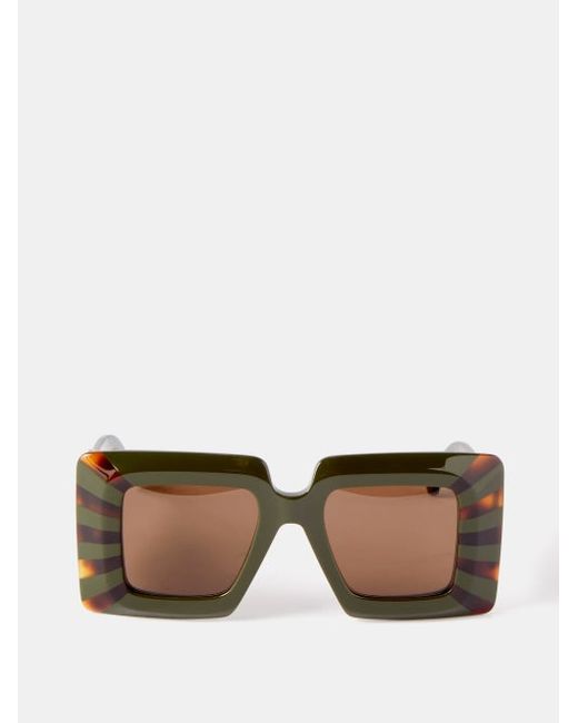 Loewe Eyewear Oversized Striped Square Acetate Sunglasses