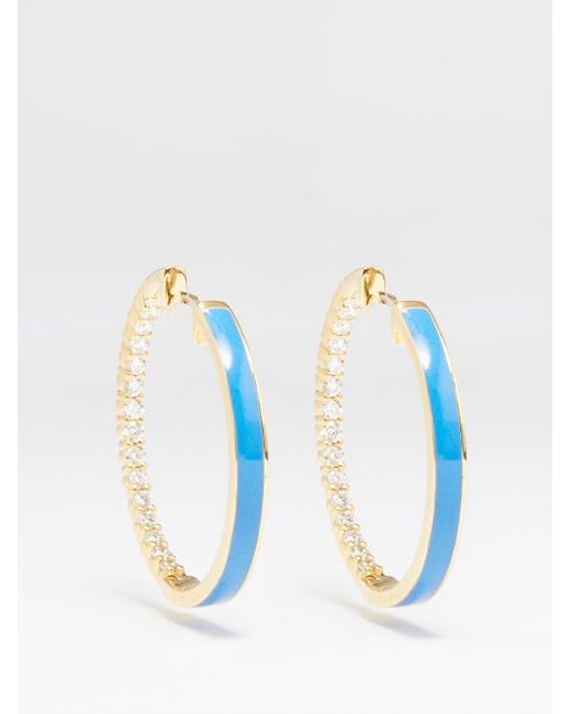 Melissa Kaye Lennox Enamelled Diamond 18kt Gold Hoop Earrings