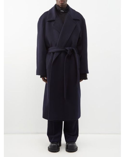 Balenciaga Raglan-sleeve Belted Cashmere Coat