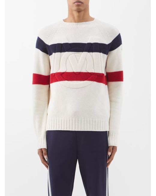 Moncler Logo-embossed Striped Wool-blend Sweater