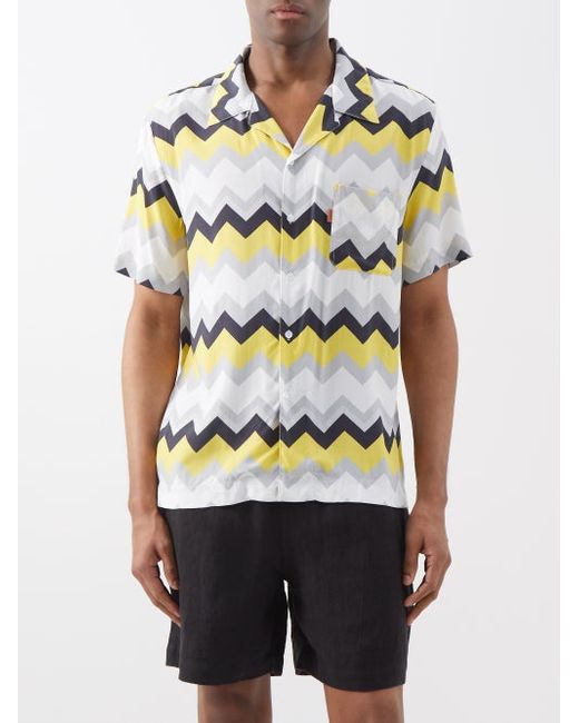 Missoni Mare Zigzag-print Cuban Collar Shirt
