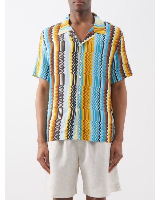 Missoni Mare Zigzag-print Cuban-collar Shirt