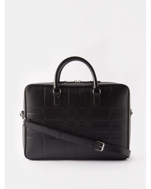Burberry Check-embossed Leather Briefcase