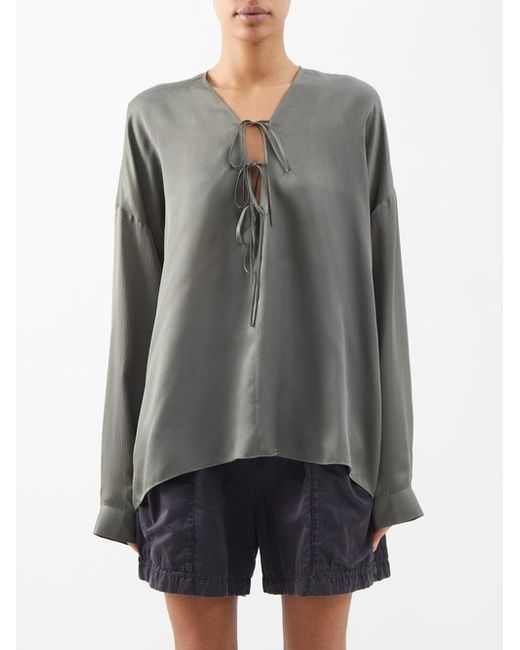 Raey Tie-front Long Sleeved Silk Blouse