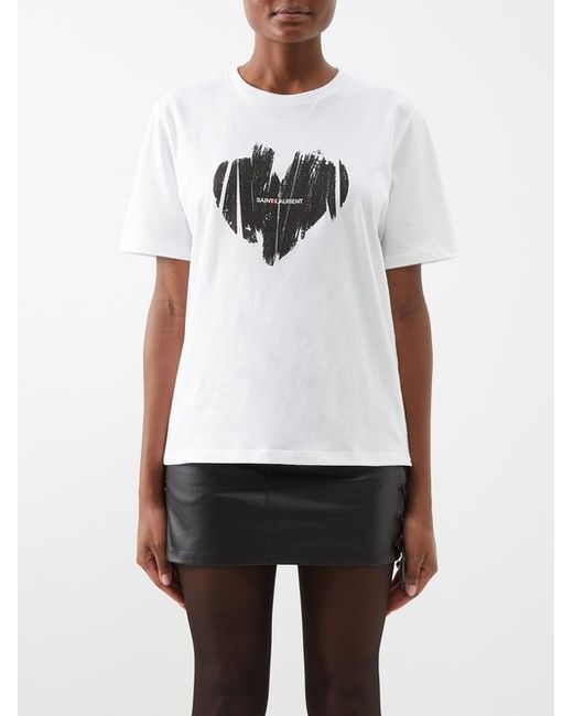 Saint Laurent Heart-print Cotton-jersey T-shirt