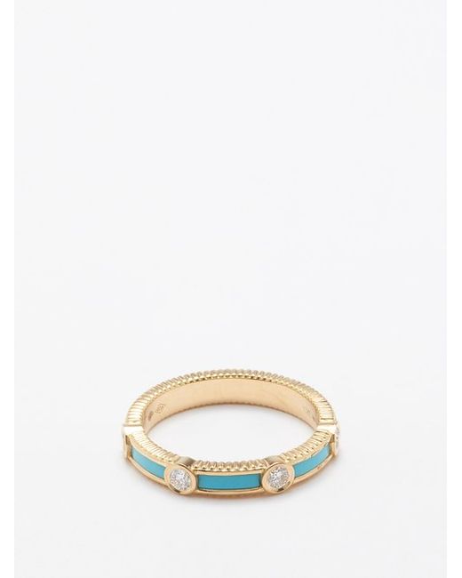 Viltier Rayon Diamond Turquoise 18kt Gold Ring