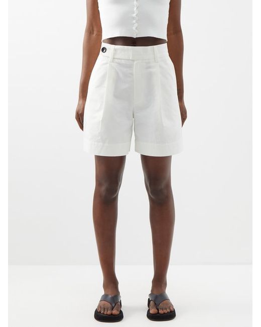 Proenza Schouler White Label High-rise Pleated Cotton-blend Shorts