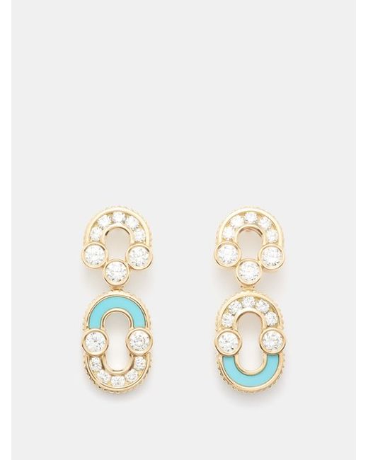 Viltier Magnetic Solo Diamond Turquoise Gold Earrings
