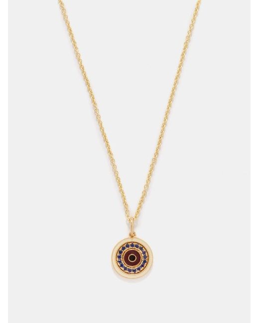 Sydney Evan Evil Eye Sapphire Enamel 14kt Gold Necklace