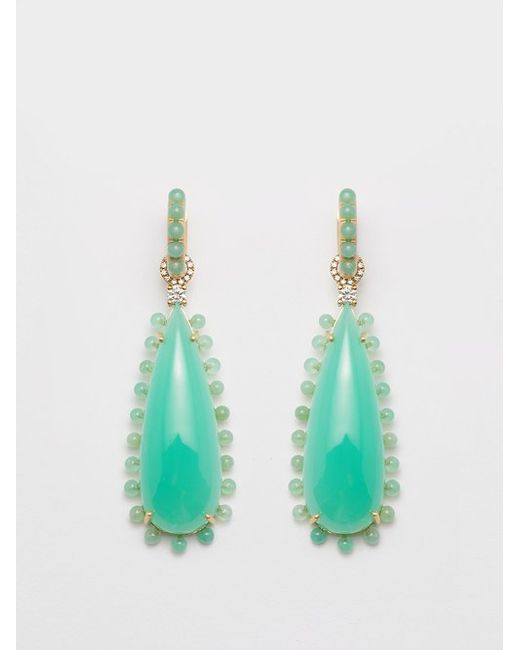 Irene Neuwirth Diamond Chrysoprase 18kt Gold Earrings