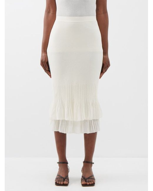 Bottega Veneta Layered Ribbed Cotton-blend Midi Skirt
