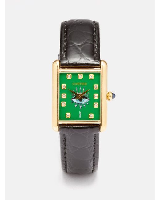 Jacquie Aiche Vintage Cartier Tank Diamond 18kt Gold Watch
