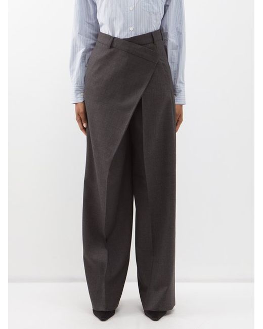 Acne Studios Poffee Asymmetric-front Tailored Wide-leg Trousers