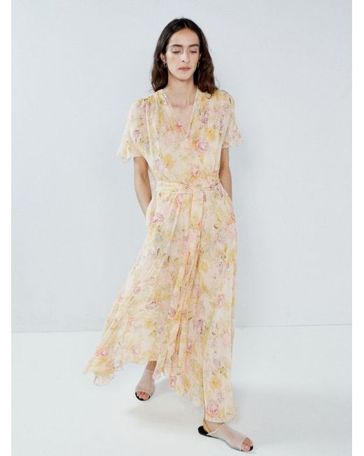Raey Acid Floral-print Tie-sleeve Silk Dress