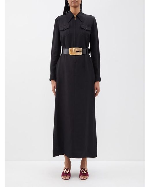 Gucci G-buckled Belted Maxi Shirt Dress