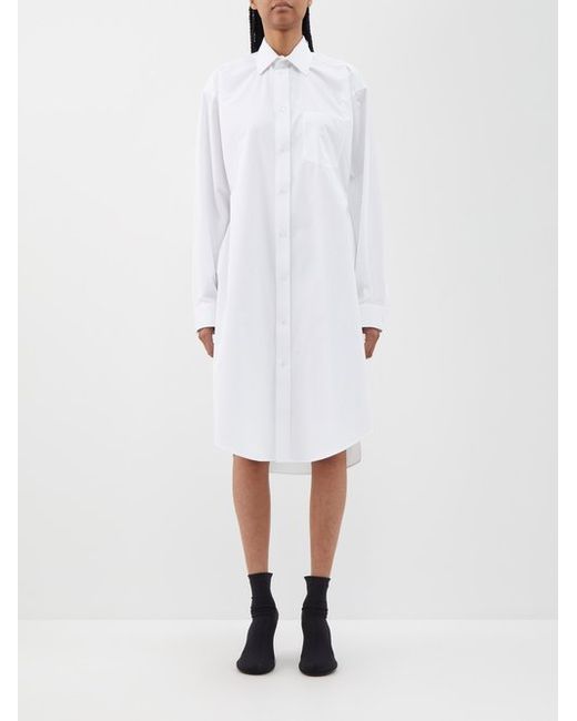 Balenciaga Hourglass Cotton-poplin Midi Shirt Dress