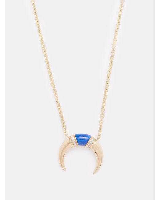 Sydney Evan Horn Diamond Lapis 14kt Necklace