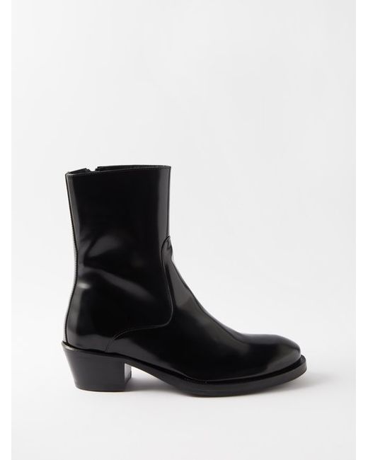 Alexander McQueen Cuban Stack Leather Chelsea Boots