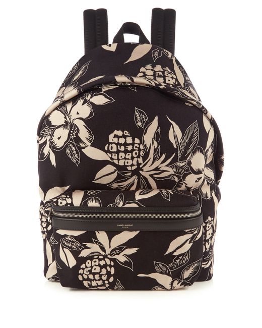 Saint Laurent Hibiscus-print canvas backpack