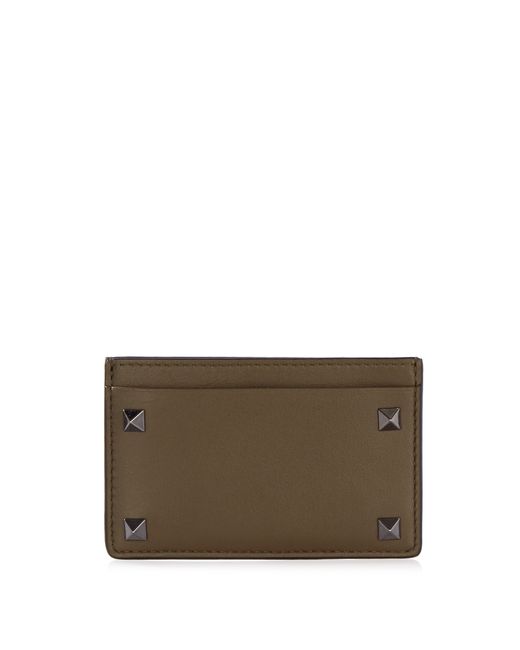 Valentino Rockstud-embellished leather cardholder