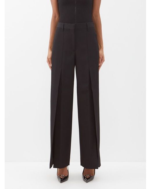 Burberry Slit-cuff Wool Wide-leg Tailored Trousers