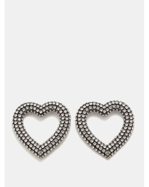 Balenciaga Heart Crystal-embellished Hoop Earrings